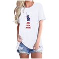 thumbnail image 1 of Tops Cortos para Mujeres Bandera de Moda Impresa Cuello Redondo, Camiseta de Manga 3/4 para Uso Diario, Casero Y Cómodo, 1 of 4