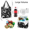 thumbnail image 3 of 5 Pack Foldable Shopping Bag,Black Halloween Bat Spider Pattern Reusable Grocery Bags with Pockets,Large Reusable Tote Bags with Handles Waterproof & Lightweight, 3 of 6