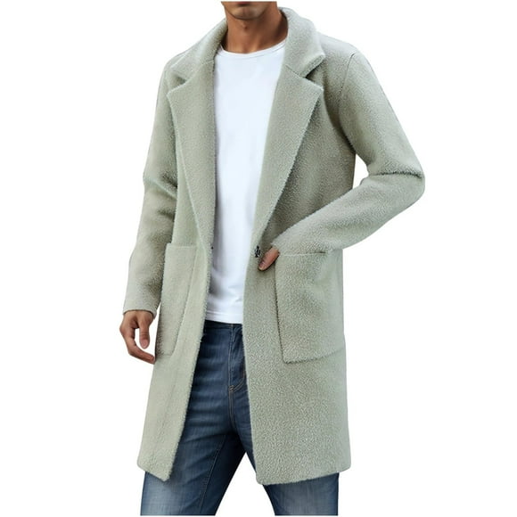 Pisexur Mens Winter Jacket Men's Loose Casual Faux Mink Velvet Mid-Length Cardigan Jacket With Pockets Mens Winter Coat Windbreaker Jacket Warming Jacket
