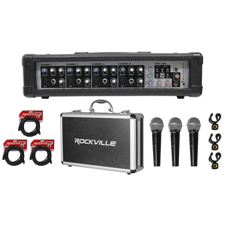 Rockville RPM45 1800 Watt Powered 4 Channel Mixer/Amplifier+(3) Mics+Case+Cables price history on PriceWatchPro