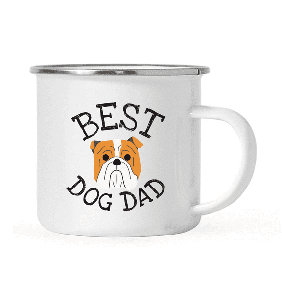 Koyal Wholesale Best Dog Dad Stainless Steel Campfire Coffee Tea Mug, Bulldog, Dog Graphic, 1-Pack