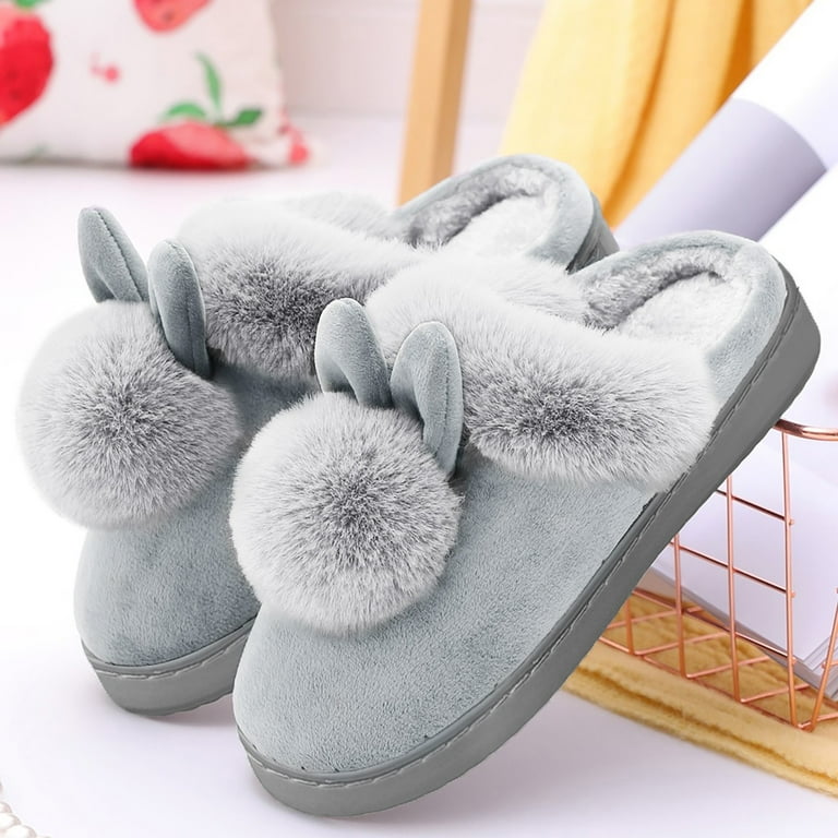 leozcaa Bubble Bunny Slippers for Women Fuzzy Cute Animal Memory