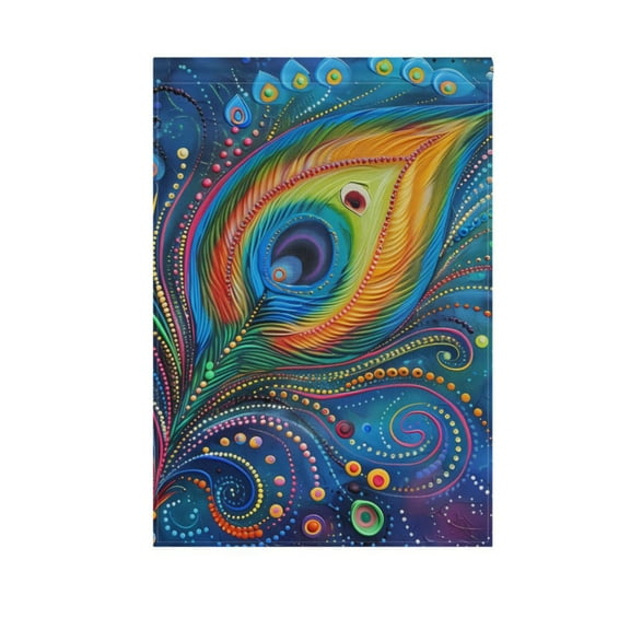 Peacock Feather Garden Flag 12X18 Double Sided Yard Flags for Outside Outdoor All Seasonal Decoration