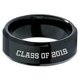 thumbnail image 2 of Tungsten Graduating Class Of 2019 Band Ring 8mm Men Women Comfort Fit Black Beveled Edge Polished, 2 of 4