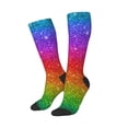 thumbnail image 2 of Daiia Sports Socks Rainbow Glitter Printed Novelty Crew Socks for Men Women Knee High Socks Cotton Socks Soft & Breathable Support Unisex Socks, 2 of 9