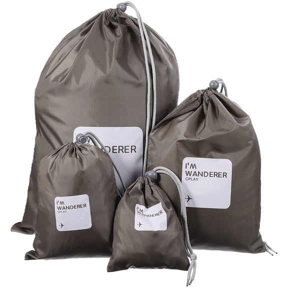 UEETEK 4-Pack Lightweight Nylon Drawstring Storage Pouches Travel Organizer Bags in Multiple Colors
