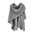 thumbnail image 4 of DPTALR Womens Solid Large Front Sweater Knitting Design Hollow Out Feel Wrap Topper Knitted Elegant Shawls Cape For Fall Winter, 4 of 5