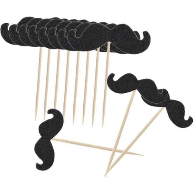 Mustache 50pcs Cake Toppers Decor Party Decorations Little Man Shower Cupcake Topper Wooden Black Cake Topper Moustache Product Boy Fake Fake Mustache