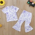 thumbnail image 2 of Toddler Girls Short Sleeve T Shirt Pullover Tops Tie Dye Bell Bottoms Pants Outfits Toddler Girl Clothes 5t Purple 5Y, 2 of 8