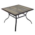 37" Plastic Top 4 Person Square Patio Dining Table with Metal Steel Leg