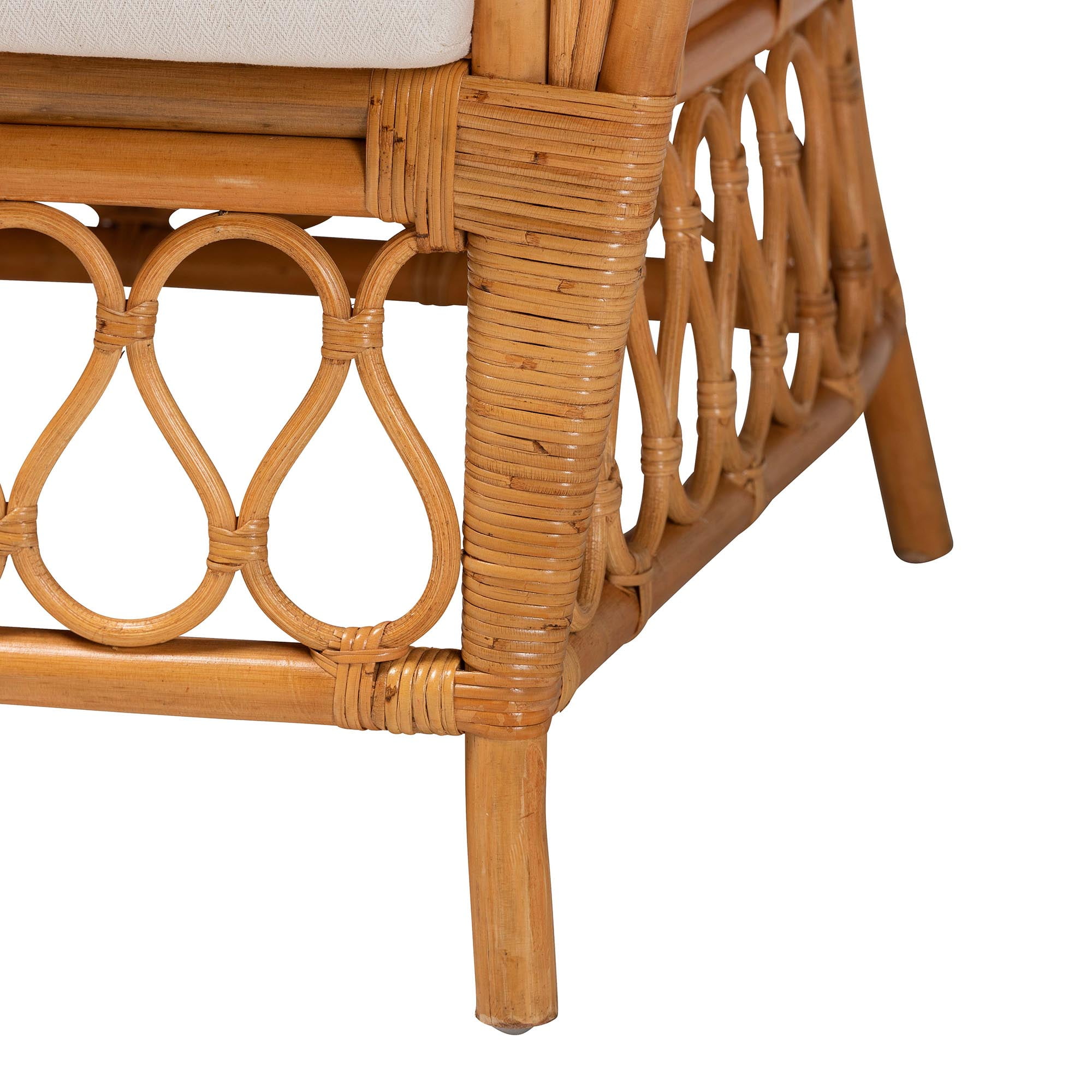 bali & pari Reina Boho Arm Chair, Square, Light Honey