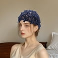 thumbnail image 5 of Unique Bargains Women's 1pc Fashion Faux Pearl Floral Wide Headwrap 9.45"x5.12" Navy Blue, 5 of 5