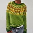 thumbnail image 2 of VISALY Isle Sweater Top Vintage Sweater Knitted Pullover Sweaters for Women Crew Neck Long Sleeve Lightweight Knit Pullover Sweater Oversized Sweaters Loose Pullover Basic Sweater Tops Green 5XL, 2 of 4