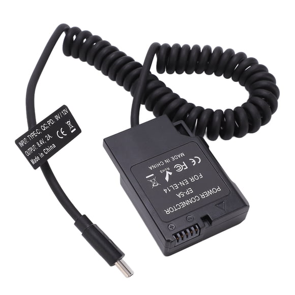 Adaptador de corriente Jadeshay batería simulada Tipo C para Nikon D5600 D5500 D5300 D5200 D5100 D3300 D3400