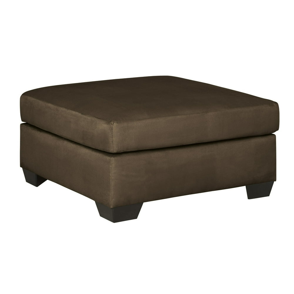 Square Fabric Upholstered Oversized Accent Ottoman, Dark Brown