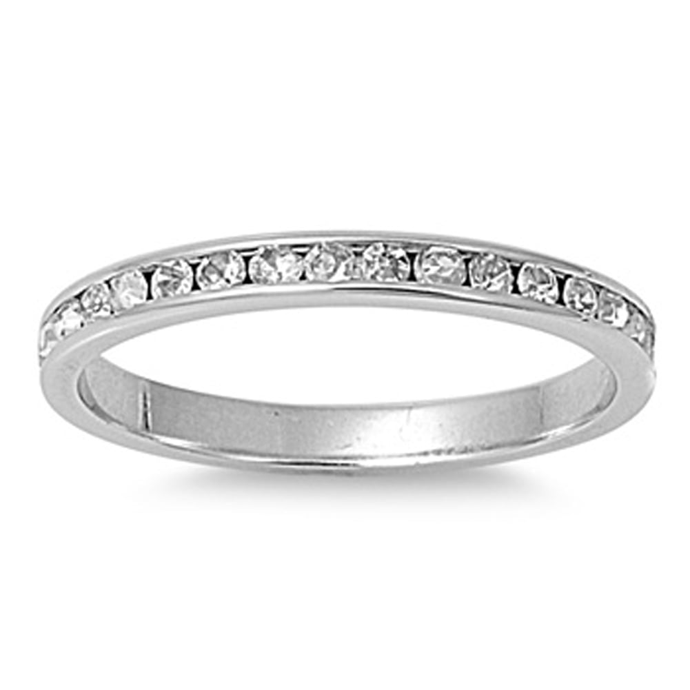 CHOOSE YOUR COLOR Sterling Silver Stackable Eternity Band Traditional