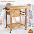 thumbnail image 3 of Giantex Bamboo Kitchen Island Cart Trolley, 3-Tier Rolling Kitchen Cart w/ 2 Drawers, Open Shelves, Towel Rack, Kitchen Serving Storage Cart for Kitchen, Dining Room, Living Room, Natural, 3 of 10