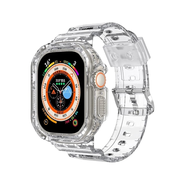 Correa + Case, Silicón Transparente, compatible con Apple Watch, 40/41/44/45/49mm