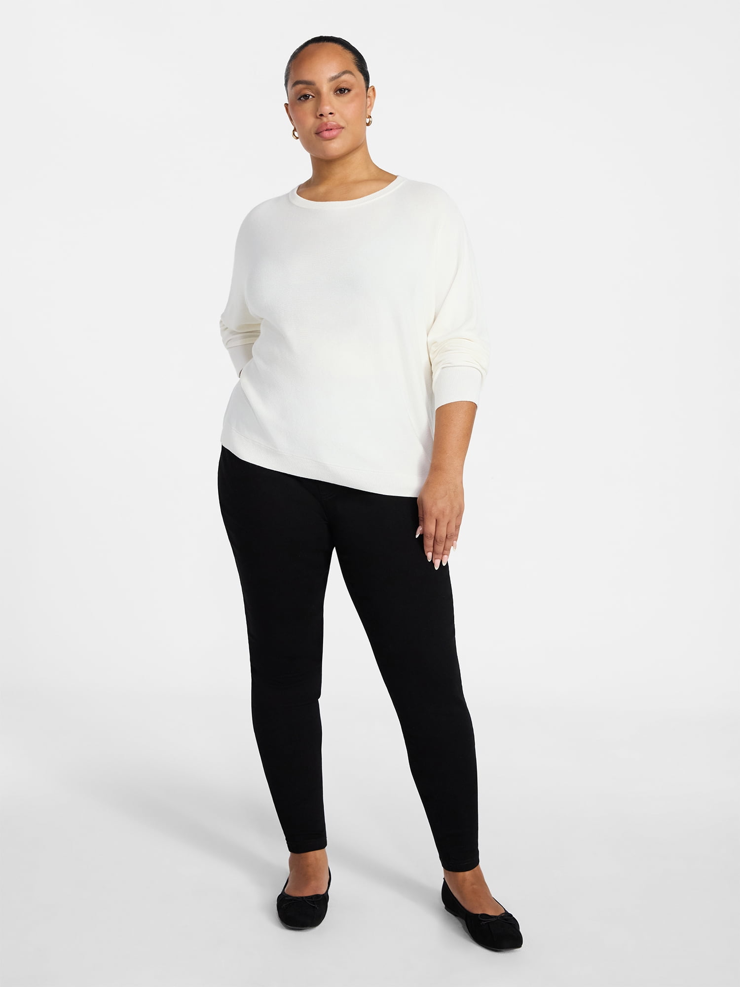 Terra & Sky Women's Plus Size Fine Gauge Dolman Sweater, Sizes 0X-5X
