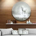 thumbnail image 4 of Designart 'White Horse Running in Water' Ultra Glossy Animal Oversized Metal Circle Wall Art, 4 of 5