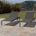 thumbnail image 2 of Miller Outdoor Aluminum Chaise Lounge with Dark Grey Mesh Seat, Set of 2, Grey, 2 of 9
