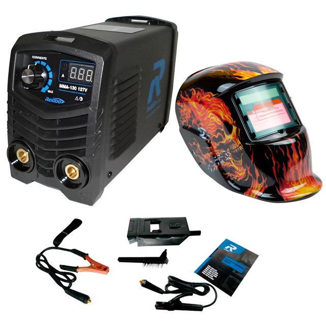 Soldadora Inversora Redbo Mma 130 Mini + Careta Electronica Kingsman MMA-130, KINGMSK50