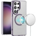 thumbnail image 6 of For Apple iPhone 13 Pro Max Case, Transparent Back Hybrid Case - Magnetic Circle, Color Frame, Metal Buttons, MagSafe Compatible Phone Cover (Light Purple), 6 of 6