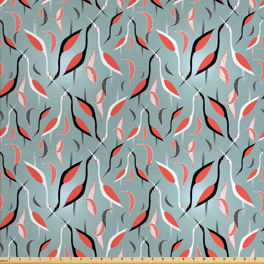 Heron Fabric by The Yard, Abstract Birds Design Pattern