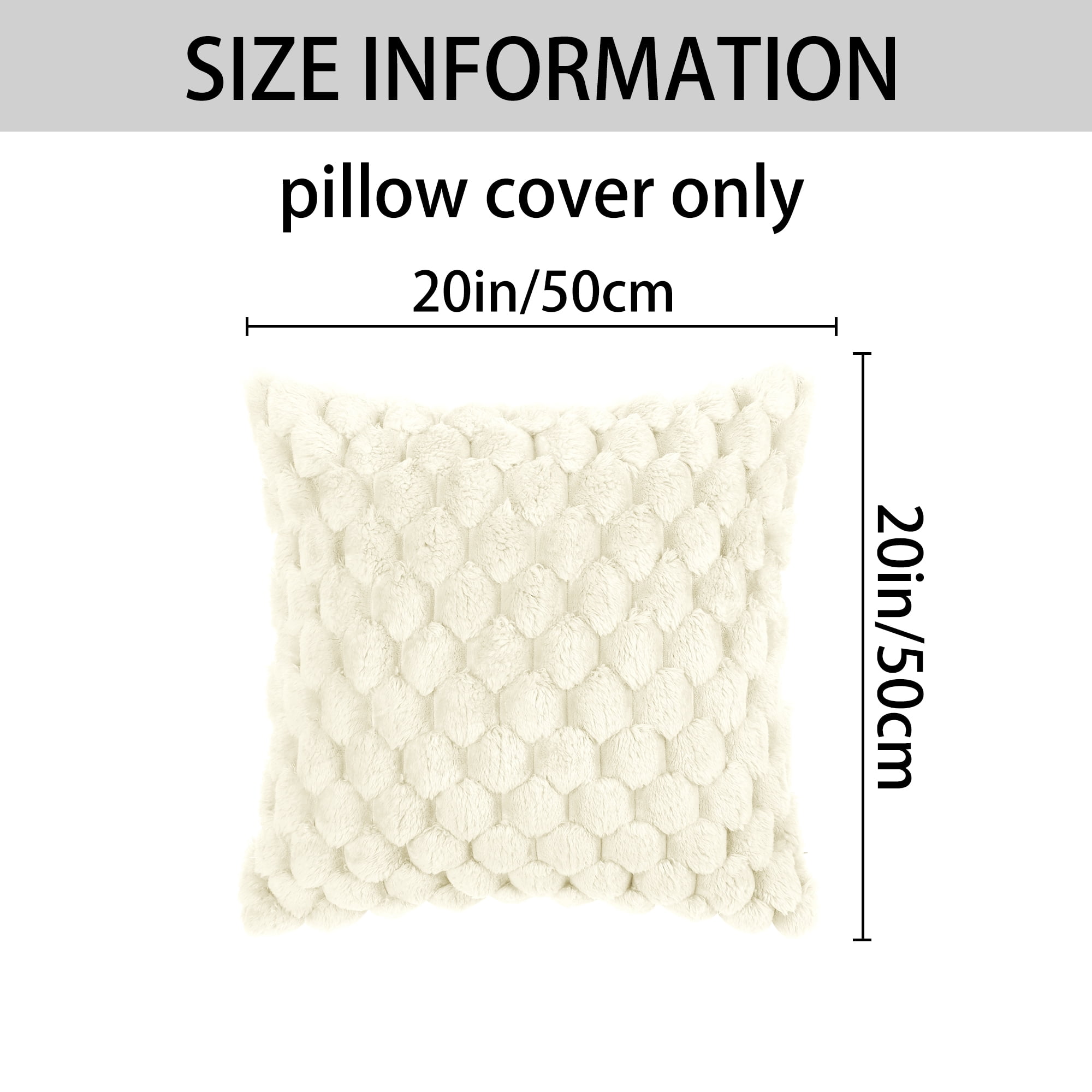 Unique Bargains 2 Soft Throw Pillow Covers Fur Decorative Fuzzy Plush Cushion Covers White 20" x 20"