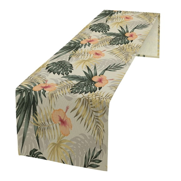 Camino de mesa tropical con hojas 33x91 cm estilo boho moderw