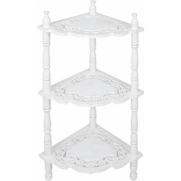 Corner Book Shelf, Corner Table, Corner Shelf Stand, Bathroom Corner Shelf, Corner Shelves for Small Space, Standing Shelf Units Home Office - (L 14.5X W 14.5X H 40 - Antique White)