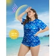 thumbnail image 3 of TIYOMI Plus Size Women's Surfing Swim Tops 2X Blue Floral Short Sleeve Shirts Rash Guard Flower Workout Pullover UPF 50+ Sun Protection Swimsuit Tops 2XL 18W 20W, 3 of 4