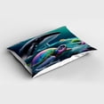 thumbnail image 2 of Ambesonne Nautical Pillow Sham, Trippy Turtle with a Whale, 26" X 20", Teal Multicolor, 2 of 2