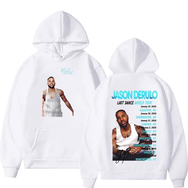 Jason Derulo Last Dance World Tour 2026 Sudadera con capucha para hombre, Jersey Vintage, sudadera de lana de gran tamaño, ropa de calle,White,L