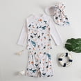 thumbnail image 2 of Ymyiu Toddler Boys Swim Set Baby Boys Swimsuit Long Sleeve Swimwear Baby Boy Swim Trunk with Hat Set 3-Piece Toddler Bathing Suit 6-12 Months (Beige,6-12 Months), 2 of 5