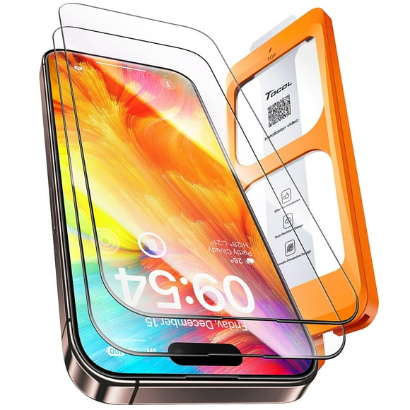 Protector de pantalla TOCOL para iPhone 16 Pro Max, paquete de 2