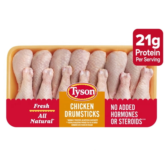 Tyson All Natural, Fresh Chicken Drumsticks, Family Pack, 4.25 - 6.7 lb