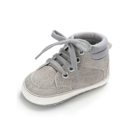 

Woobling Infant Moccasin Shoe First Walkers Flats Prewalker Crib Shoes Walking Sneakers Non-Slip Comfort Casual Gray 6-12 months