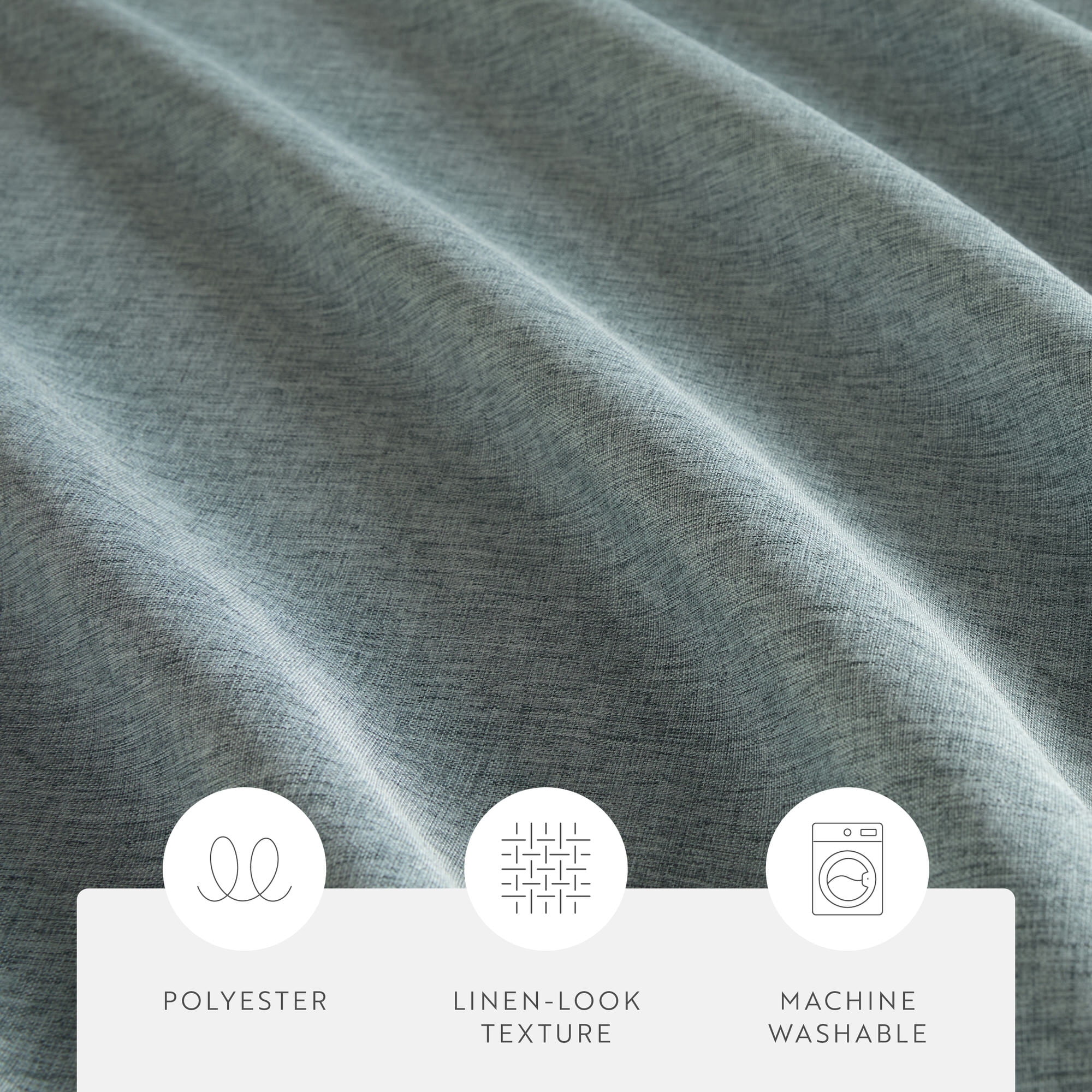 Linen-Look Polyester Shower Curtain in Essential Colors