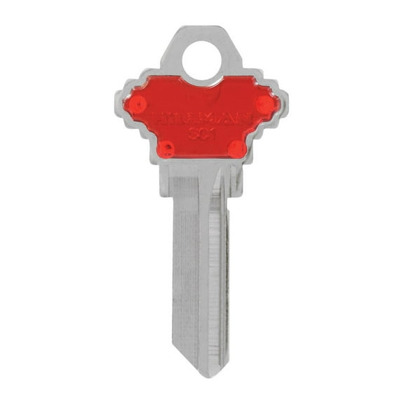 Hillman 5938089 Colorplus Automotive Blank Single Sided Universal Key - Red & Silver, Pack of 5