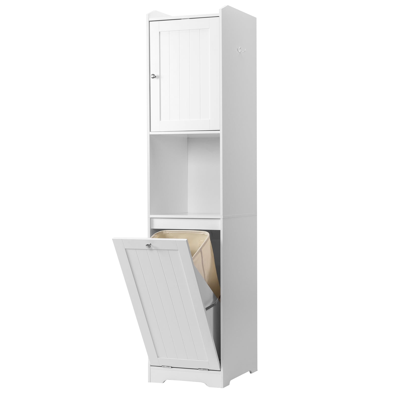 Ktaxon Bathroom Floor Cabinet 1 Door & Flip - down Door Drawer (Storage Bag Including), White