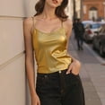 thumbnail image 2 of KHONTS Women's Metallic Shiny Camisole Disco Party Sleeveless Slim Fit Tanks Tops Rave Fashion Tunic Undershirts Gold M, 2 of 4
