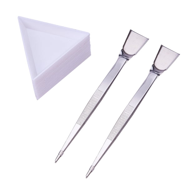 Juego de 22 piezas de herramientas profesionales para joyería artesanal: bandejas triangulares, pinzas y pala para cuentas de diamantes. Ideal para la creación de bisutería.