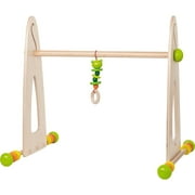 HABA Color Fun Play Gym - Wooden Activity Center with Adjustable Height, Sliding Discs and Dangling Frog