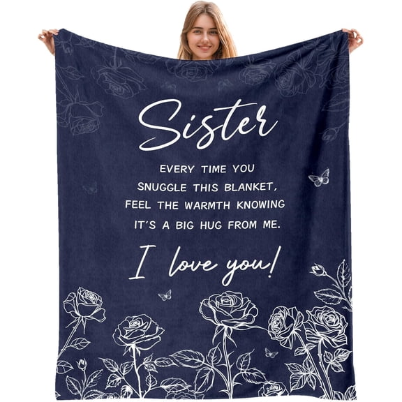 Sister Gifts Blanket, Sisters Gifts from Sister, Sister Blankets from Sister, Sister Birthday Gifts, Gifts for Sister for Mothers Day Christmas, to My Sister Throw Blanket 50"x60"