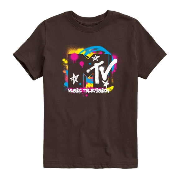 MTV Logo - MTV Logo Spray Paint - Youth Boys Short Sleeve Graphic T-Shirt