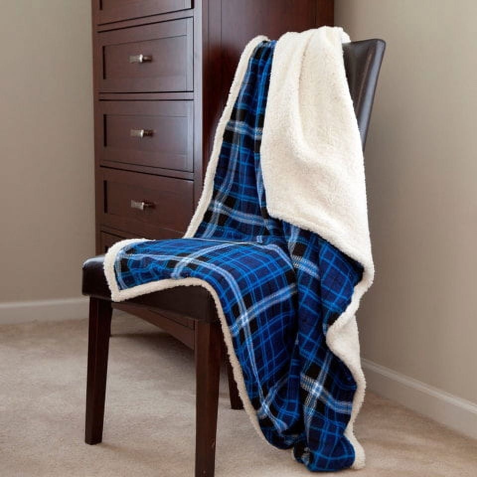 Somerset Home Machine Washable Fall Flannel Throw Blanket for Couch, 60" x 50", Blue