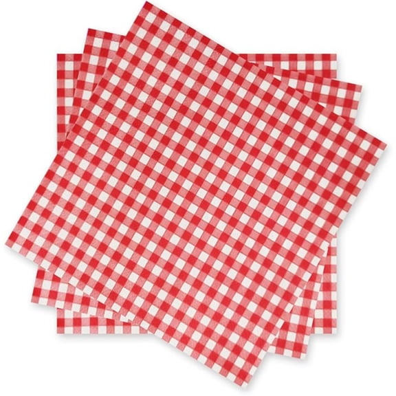 Red Checkered Napkins Disposable Gingham for Weddings, Parties, Picnics 60 Pcs