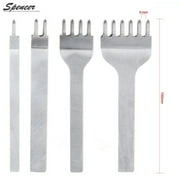 Spencer White Steel 1/2/4/6 Prong Leather Hole Punch Tool Craft Pricking Iron Diamond Lacing Stitching Chisel Set 6mm