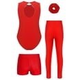 thumbnail image 4 of Hansber Gymnastics Leotard for Girls with Shorts Athletic Leggings Dance Unitard Sleeveless Figure Skating Training Suit Red 14, 4 of 7